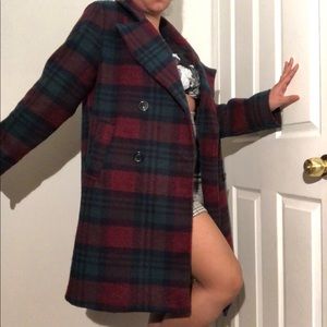 Plaid Wool Pea Coat ✨